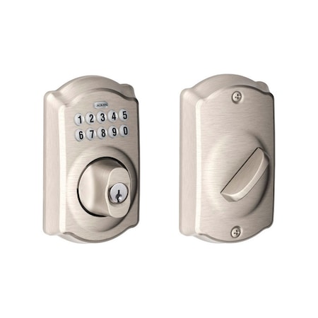 Schlage Schlage Satin Nickel Steel Electronic Deadbolt BE365VCAM619